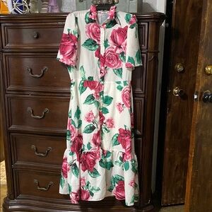 Floral Button-Up Dress - Pink and Green